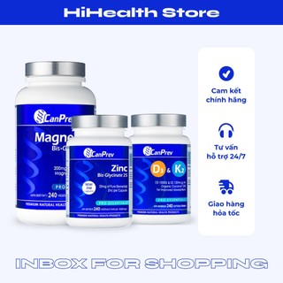 Combo Canprev Siêu Tiết Kiệm: Canprev Magnesium Bis-Glycinate, Zinc Bis-Glycinate, D3k2  