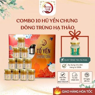 Combo 10 hũ tổ yến chưng, nước yến chưng đông trùng hạ thảo Song An Food bổ sung dưỡng chất hũ 70ml hộp quà biếu tặng