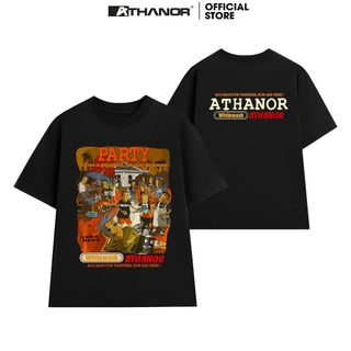 Áo phông form rộng ATHANOR chất cotton premium tay ngắn dành cho nam và nữ mẫu PARTY