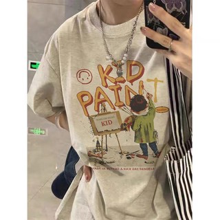FOCUS local brand xám áo thun tay ngắn nữ 2024 cổ tròn unisex form rộng áo phông ulzzang 100%cotton