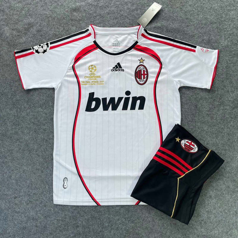 Bộ quần áo bóng đá Ac Milan Retro 2007 màu trắng hàng Thái