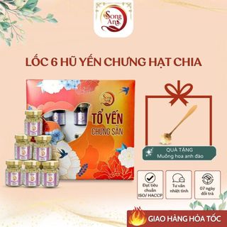 Lốc 6 hũ tổ yến chưng, nước yến chưng hạt chia Song An Food bổ sung dưỡng chất hũ 70ml hộp quà cao cấp biếu tặng