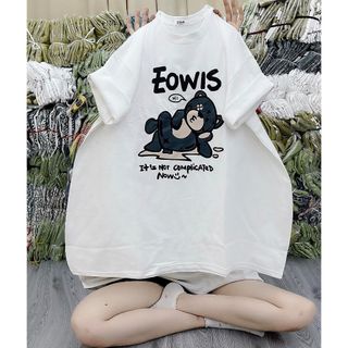 Áo phông nữ nam cotton khô 3158 in hình gấu vải mềm