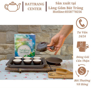 Ấm chén Tử Sa Bát Tràng,đất nung đỏ-hàng tận gốc nhà lò sản xuất,bộ Ấm dáng quả cam men Nâu