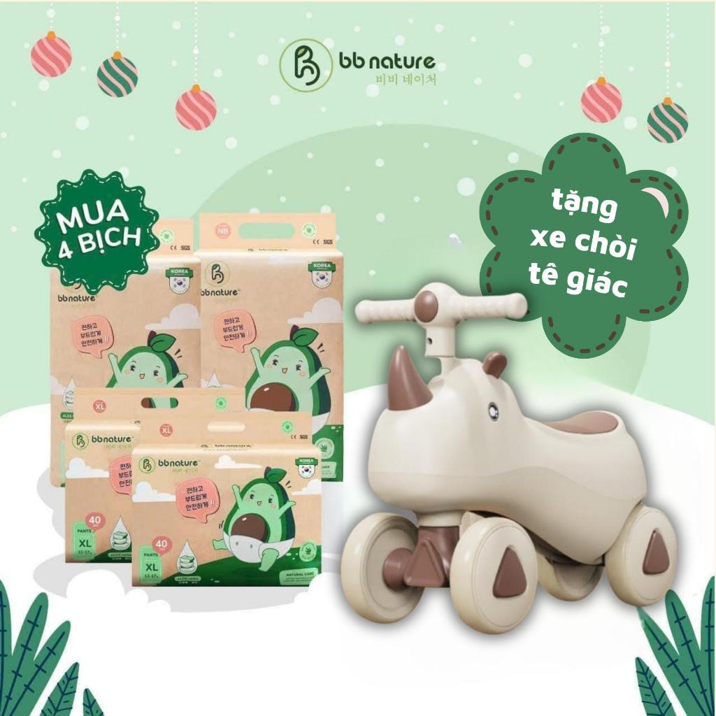[Tặng 01 xe chòi chân TÊ GIÁC] Combo 04 Bịch Bỉm BB NATURE