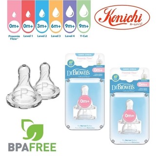 Hộp 2 núm ty thay thế bình sữa Dr.Brown's cổ thường dòng Options Plus cỡ Preemie