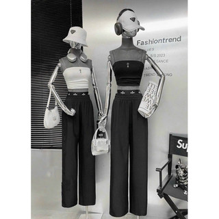 Áo thun body hai dây nhúm eo chữ thập ( kèm mút ngực)