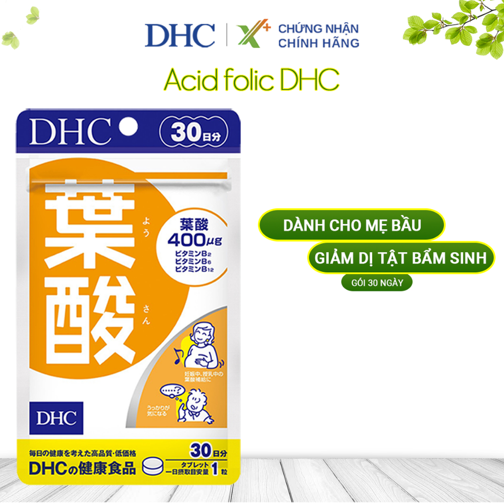 Viên uống Acid Folic DHC Nhật Bản dành cho mẹ bầu thực phẩm chức năng 30 ngày XP8-DHC-FOL30