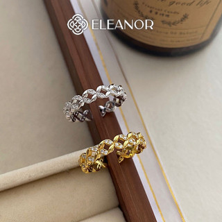 Nhẫn bạc nữ hở Eleanor Accessories thiết kế vòng kim tiền đính đá phụ kiện trang sức 7154