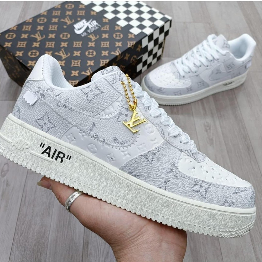 Giày _Nike Air Force 1 Lv xám, giày AF1 xám đế Air bản cao cấp full box bill phụ kiện