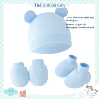 Mũ bao tay bao chân cho bé sơ sinh (vải cao cấp) coton 100%, Combo set (Mũ,Bao tay,vớ) từ 0-6 tháng