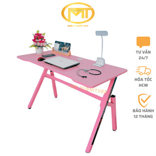 Bàn gaming màu hồng xinh BG-H. Bàn làm việc, học tập, Gaming, decor chân trắng, hồng