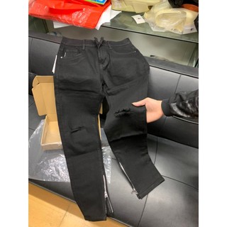 Quần Jean Nam đen trơn Skinny Zipper ( có zip ở ống quần ) phong cách mở, quần bò nam BIGSIZE rách gối (tời 90kg)