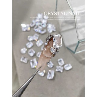 Đá khối pha lê hình chữ nhật trong suốt trang trí móng tay nail siêu sáng lấp lánh