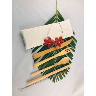 Bộ Muỗng Nĩa Dao Gỗ Tre Tiện Lợi