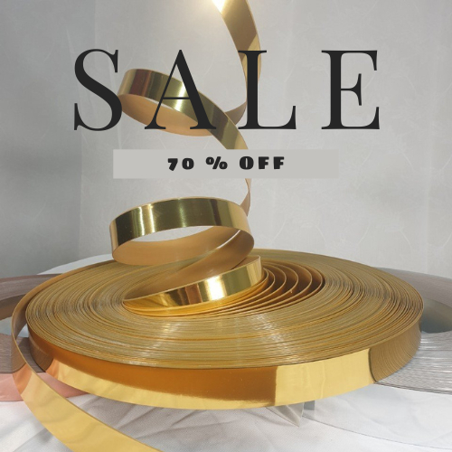 Nẹp dán cạnh PVC mạ PVD màu vàng gold, bóng gương cao cấp bản 40mm