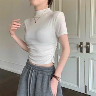 Áo tay ngắn cổ lọ nhún eo kho sỉ hải chuyền
