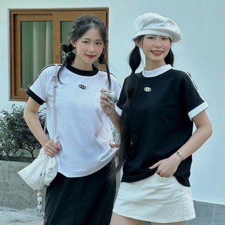 Áo thun babytee chữ B cổ tròn phối sọc trắng / đen Myra Aobabytee866/P2K1