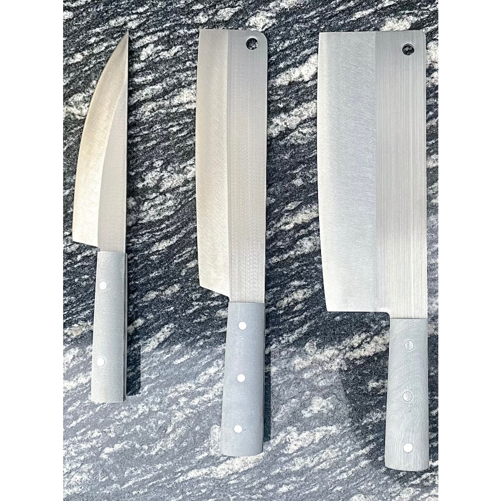 Bộ 3 dao thép trắng inox 440c làm bếp chống han gỉ chuôi sừng