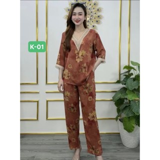 BỘ ĐỒ TRUNG NIÊN CHO MẸ LỤA MANGO PHỐI REN