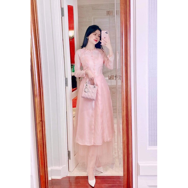Áo dài hồng Mita boutique nguyên tag