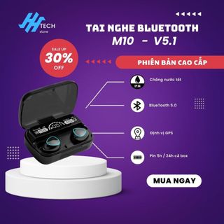 Tai nghe bluetooth M10 TWS v5.1 không dây bass mạnh nút chạm cảm ứng âm thanh