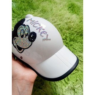 Nón bảo hiểm đính đá chuột Mickey