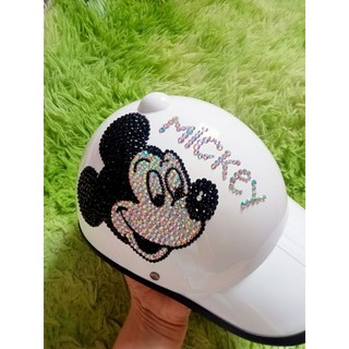 Nón bảo hiểm đính đá chuột Mickey