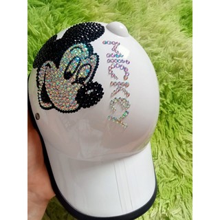 Nón bảo hiểm đính đá chuột Mickey