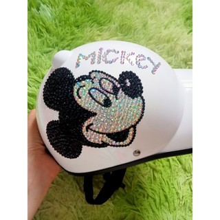 Nón bảo hiểm đính đá chuột Mickey