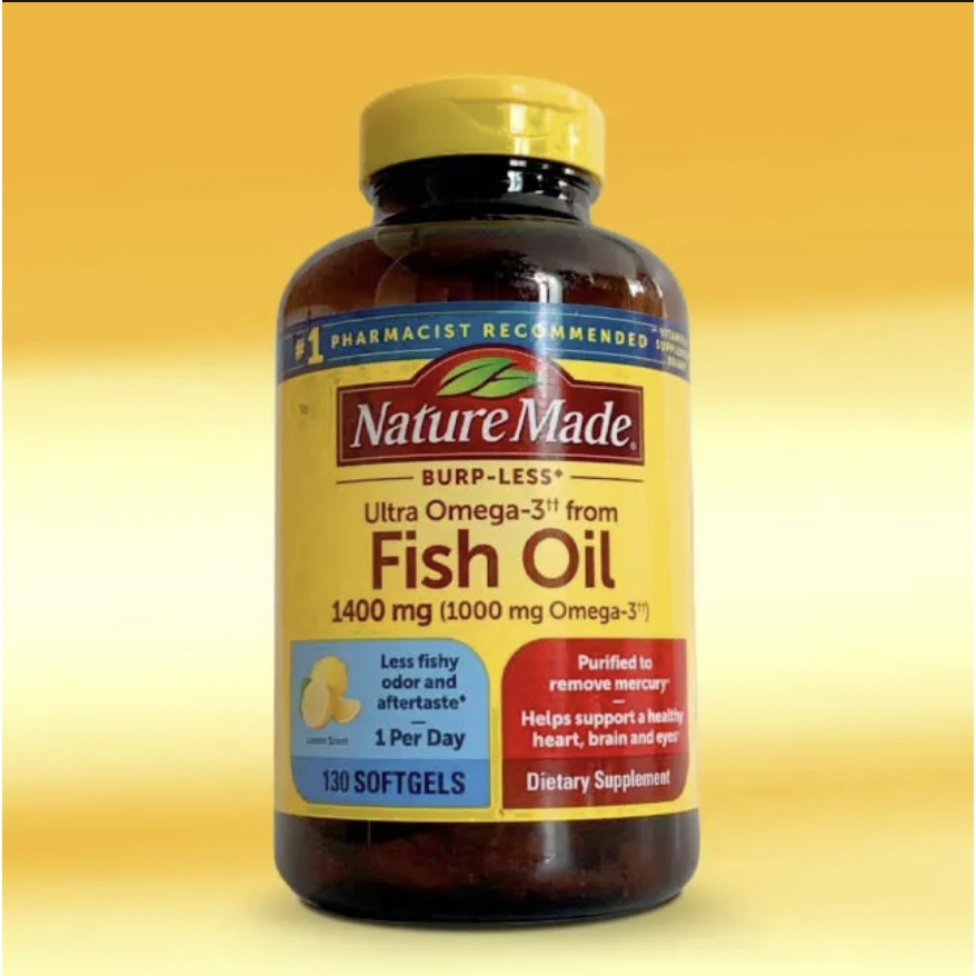 Dầu cá Nature Made Burp Less Fish Oil 1400mg (1000mg Omega-3) 130 viên nang hương chanh quatangme.com.vn