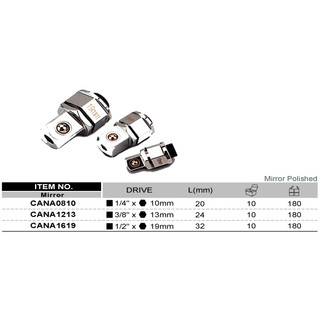 Đầu nối cần xiết lực 1/4"x10mm toptul cana0810 /cana1213 3/8" / cana1619 1/2"
