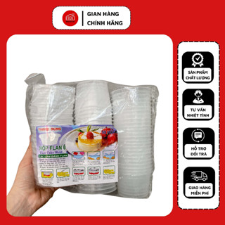 Combo 50 hộp làm bánh flan, caramen kèm nắp, khuôn làm bánh,100 % nhựa pp không mùi chịu nhiệt