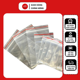 Túi zipper chỉ đỏ đủ size 100gr, túi khóa zip bấm miệng loại 1 dày dặn, chắc chắn