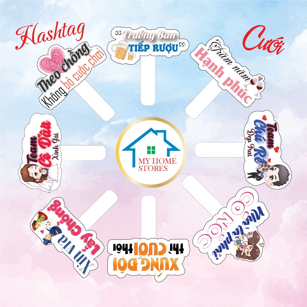 [HASTAG  ]  Hashtag Cầm Tay Chụp Hình Đám Cưới, Sinh Nhật, Sự Kiện, Họp Lớp...Thiết Kế Theo Yêu Cầu