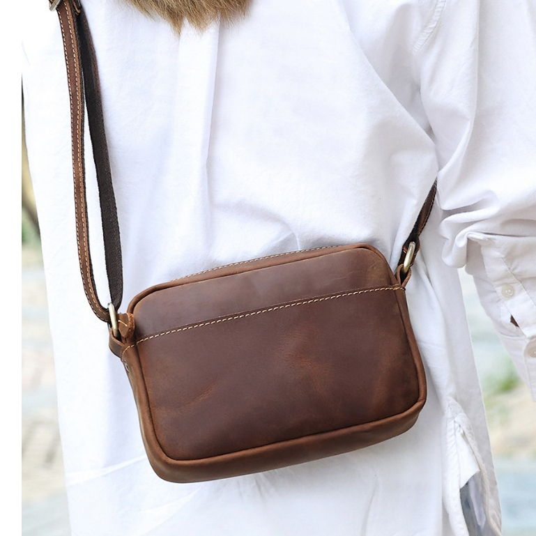 Túi đeo chéo nam nữ da bò thật 100% kiêm túi cầm tay cho nam Haviza JOY