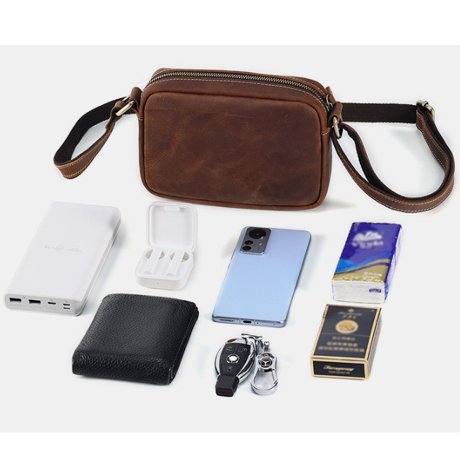 Túi đeo chéo nam nữ da bò thật 100% kiêm túi cầm tay cho nam Haviza JOY