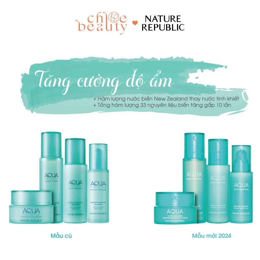 Kem dưỡng ẩm nước biển sâu cho da hỗn hợp NATURE REPUBLIC Super Aqua Max Combination Watery Cream 80ml