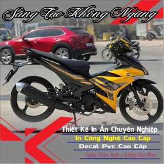 Dceal chữ y15zr dán cho xe exciter 150 2019 vàng đen in decal trắng