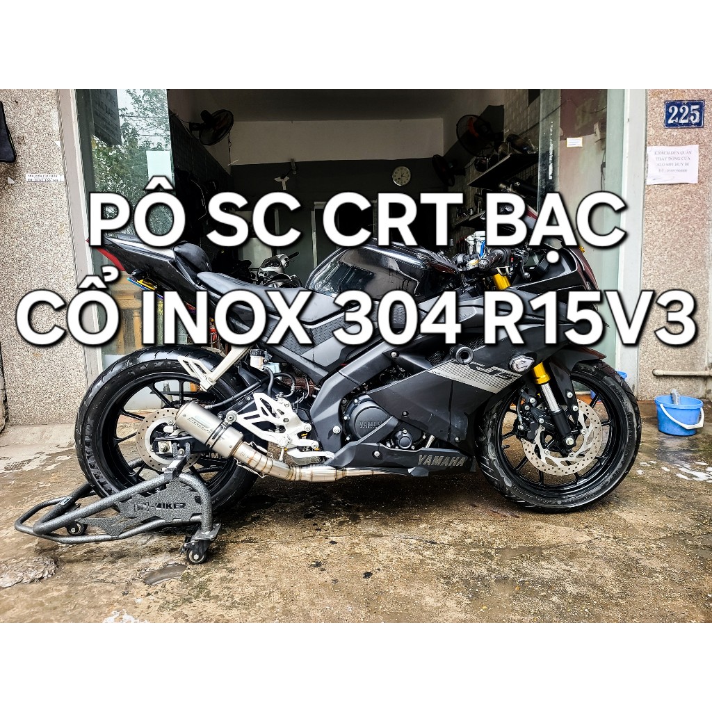 Pô Độ SC CRT Bạc Và Cổ Inox 304 Yamaha R15v3