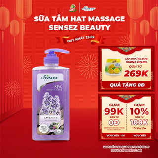 Sữa Tắm Tẩy Tế Bào Chết Hạt Massage Sensez Beauty Dưỡng Ẩm Sáng Da - Hương Hoa Lavender - 680ml