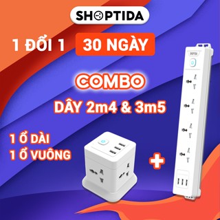 (COMBO KHUYẾN MÃI) 2 Ổ Cắm Điện Đa Năng CubeZ và WorkZ Shoptida sạc tối đa 12W và 4 Ổ Điện chịu tải 2500W