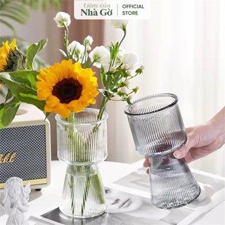 Bình thủy tinh đế cao Nhà Gờ cắm hoa trang trí decor phòng khách, bàn làm việc BTT23 M14