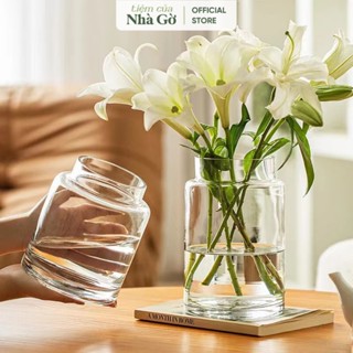 Bình hoa thủy tinh Basic trong suốt Nhà Gờ bình cắm hoa trang trí decor phòng khách BTT23 M18