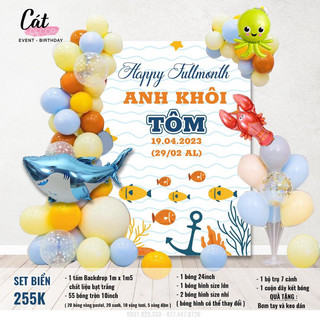 Set trang trí sinh nhật chủ đề đại dương,kèm bóng