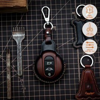 Bao da chìa khóa MINI COOPER , Bao da chìa khóa thủ công , Khắc tên miễn phí
