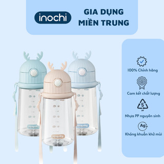 Bình nước Goki Rudy 450ml cho bé mang đi học gọn, nhẹ, dễ thương (thương hiệu Inochi)