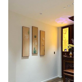 S6565-Bộ 3 Dọc Dài Tranh Hoa Sen Canvas Treo Tường Cao Cấp Trang Trí Phòng Khách Ngủ Yoga Nhà hàng chay Phòng Thờ
