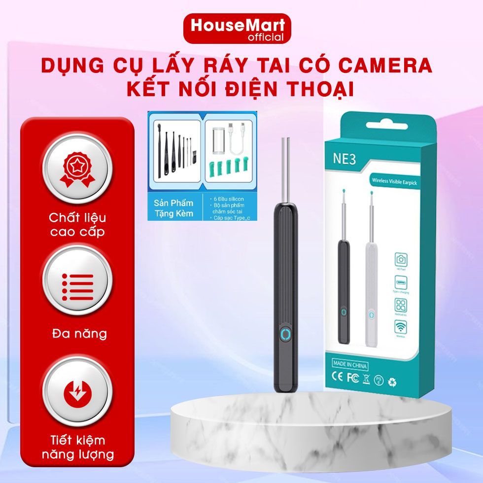 Bộ Lấy Ráy Tai Có Camera Nội Soi Đa Năng NE3 Pro , Kết Nối Điện Thoại Hình Ảnh Sắc Nét Sử Dụng Thông