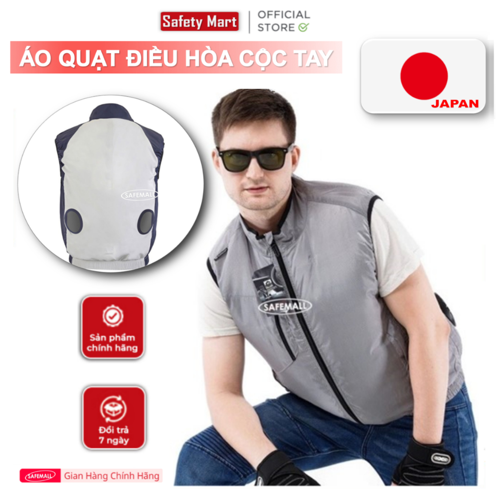 Áo quạt điều hòa Nhật Bản cộc tay SafeMall, áo quạt gió thoải mái thoáng mát - Hàng Chính Hãng SafeMall